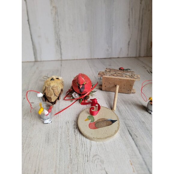 Unique bird house vintage‎ ornament owl goose red cardinal set - Picture 2 of 9